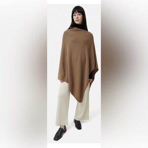 NWT Jigsaw Wool Cashmere Blend Drape Poncho Camel Brown $140